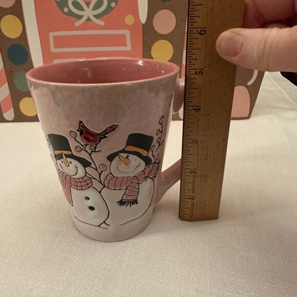 SPECTRUM DESIGNZ MUG MR AND MRS SNOWMAN CARDINAL MICROWAVE SAFE 15 OZ NWT - Picture 3 of 5